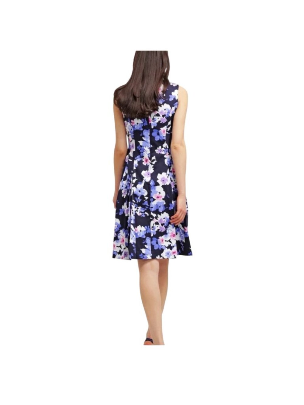 Lauren Ralph Lauren Women's Navy Floral Fit & Flare Dress, Sleeveless Size 12 - Picture 2 of 12